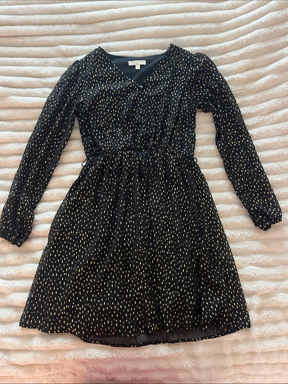 Chelsea & Violet Black Dress with Gold Dot Accent - Picture 1 of 8
